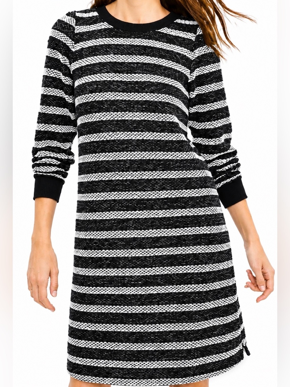 Loft NWT black striped sweater dress, medium